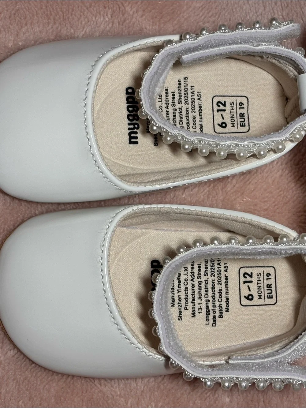 White Pearl-Trim Girls' Mary Jane Shoes